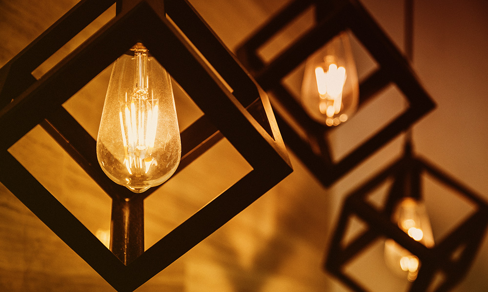 modern pendant light with vintage light bulb