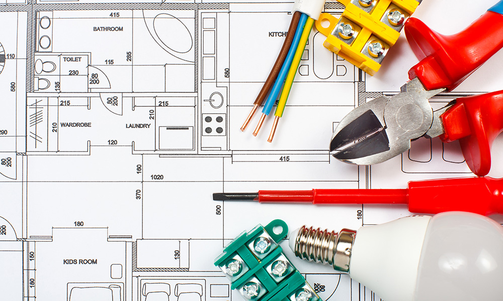 Electrical equipment and tools on house plans
